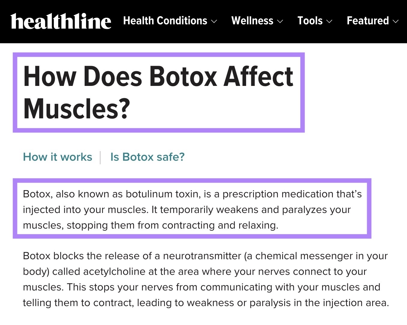 A blog post on Healthline with the main question posed by the H1 directly answered in the first paragraph.