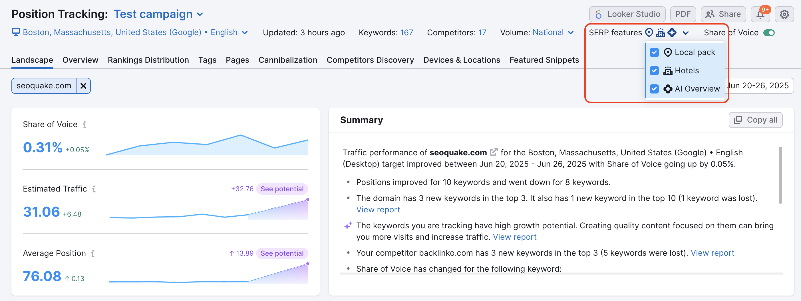 Tracking hotel pack in Position Tracking.