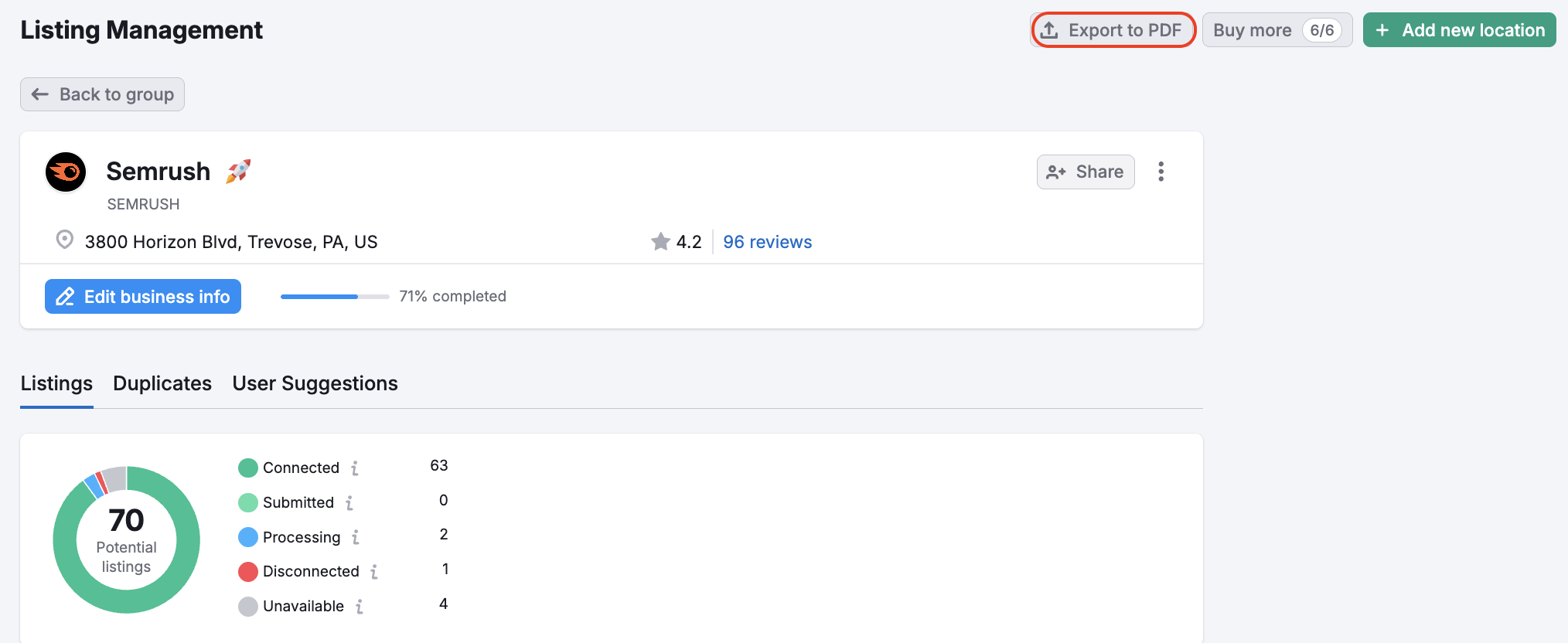 The export to PDF button. 